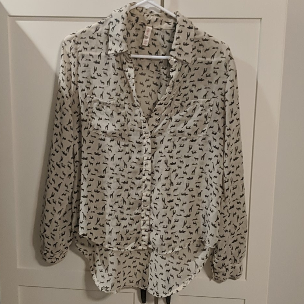 Xhilaration Sheer Animal Print Blouse
